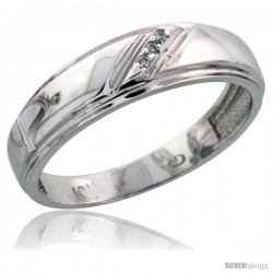 10k White Gold Ladies Diamond Wedding Band Ring 0.02 cttw Brilliant Cut, 7/32 in wide -Style Ljw002lb