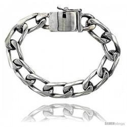 Gent's Sterling Silver Cuban Link Bracelet Handmade 1/2 in wide -Style Lx218