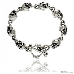 Sterling Silver Skull Bracelet Heavy Handmade