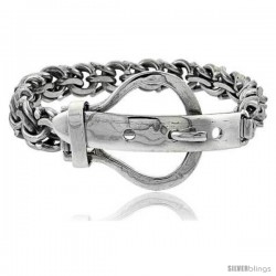 Sterling Silver Garibaldi Link Bracelet Belt Buckle Clasp 1/2 in wide