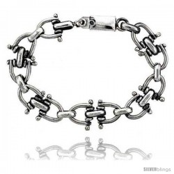 Sterling Silver Horseshoe Link Bracelet 3/4 in wide