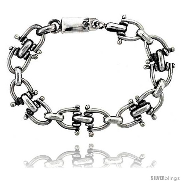 Sterling Silver Horseshoe Link Bracelet 3 4 In Wide SilverBlings