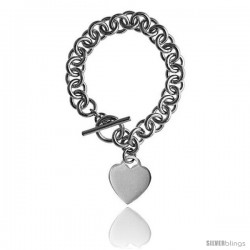 Sterling Silver Round Link Rolo w/ Heart Tag Heavy Gauge Handmade Bracelets and Necklaces