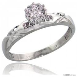 10k White Gold Diamond Engagement Ring 0.06 cttw Brilliant Cut, 1/8 in wide -Style Ljw003er