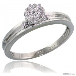 10k White Gold Diamond Engagement Ring 0.05 cttw Brilliant Cut, 1/8 in wide -Style Ljw004er