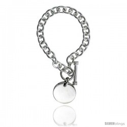 Sterling Silver Heavy Oval Rolo Link w/ Round Disc Necklaces and Bracelets -Style Lx309