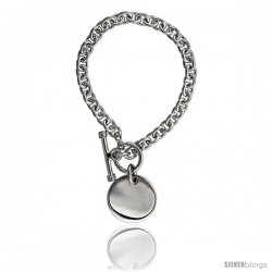 Sterling Silver Oval Rolo Link w/ Round Tag Necklaces and Bracelets