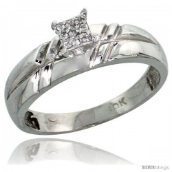 10k White Gold Diamond Engagement Ring 0.06 cttw Brilliant Cut, 7/32 in wide -Style Ljw005er