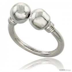 Sterling Silver Bali Style 2-Bead Ring, 5/16 in wide