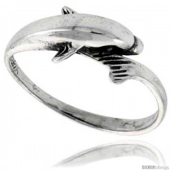 Sterling Silver Polished Dolphin Ring 1/4 in wide