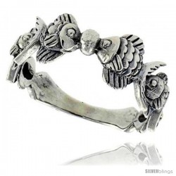 Sterling Silver Polished Fish Link Ring