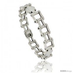 Sterling Silver Bicycle Chain Link Bracelet 1/2 in wide