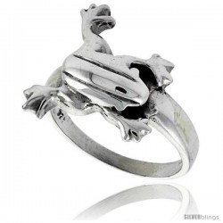 Sterling Silver Polished Frog Ring, 11/16 in wide