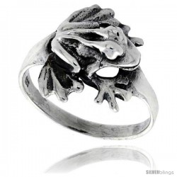 Sterling Silver Polished Frog Ring 1/2 in wide