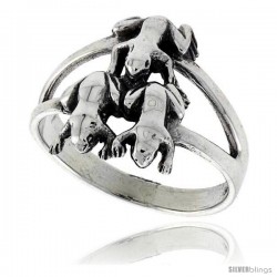 Sterling Silver Triple Frog Polished Ring 5/8 in wide