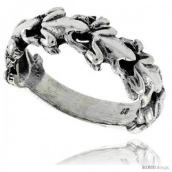 Sterling Silver Polished Frog Link Ring 5/16 in wide