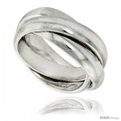 Sterling Silver Rolling Ring w/ 5 mm Domed Bands Handmade