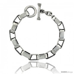 Sterling Silver Oval Cut-out Link Bracelet Toggle Clasp Handmade 1/2 in wide