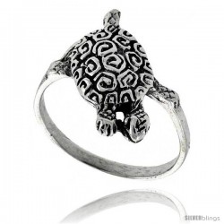 Sterling Silver Swirl Designed Turtle Ring