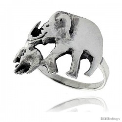 Sterling Silver Mother & Baby Elephant Ring