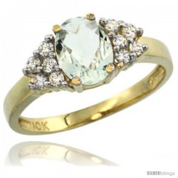 10k Yellow Gold Ladies Natural Green Amethyst Ring oval 8x6 Stone