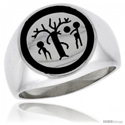 Sterling Silver Forbidden Fruit Ring w/ Adam & Eve & the Serpent