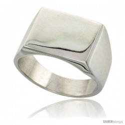 Sterling Silver Square Signet Ring Solid Back Handmade