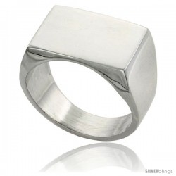 Sterling Silver Rectangular Signet Ring Solid Back Handmade