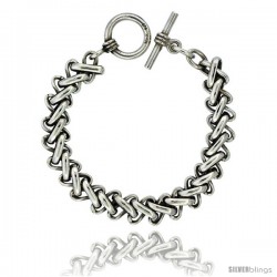 Sterling Silver Crisscross Link Bracelet 1/2 in wide