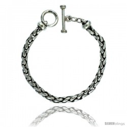 Sterling Silver Handmade Wheat Link Bracelet 1/4 in wide -Style Lx473