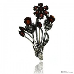 Sterling Silver Marcasite Brooch Pin