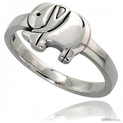 Sterling Silver Polished Elephant Ring