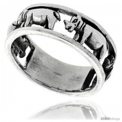 Sterling Silver Polished Hippopotamus Ring