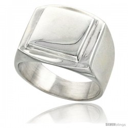 Sterling Silver Large Square Signet Ring Solid Back Handmade