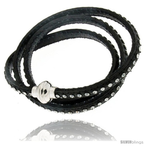 https://www.silverblings.com/428-thickbox_default/surgical-steel-italian-leather-wrap-massai-bracelet-swarovski-crystal-inlay-w-super-magnet-clasp-color-black.jpg