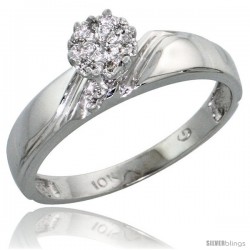 10k White Gold Diamond Engagement Ring 0.05 cttw Brilliant Cut, 3/16 in wide -Style Ljw010er