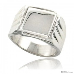 Sterling Silver Square Signet Ring Solid Back Handmade -Style Xr172