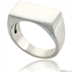 Sterling Silver Rectangular Signet Ring Solid Back Handmade -Style Xr168