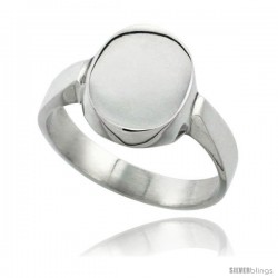 Sterling Silver Oval Signet Ring Solid Back Handmade -Style Xr175