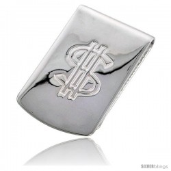 Sterling Silver Dollar Sign Money Clip 1 in. x 1 3/4 in. (25 mm X 43 mm)