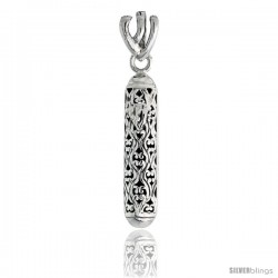 Sterling Silver Mezuzah Pendant w/ no parchment, 1 3/8" (35 mm) long