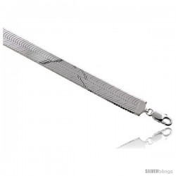 Sterling Silver Italian Magic Herringbone Chain Necklaces & Bracelets 13.5mm Beveled Edges Nickel Free
