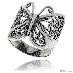 Sterling Silver Large Filigree Butterfly Ring