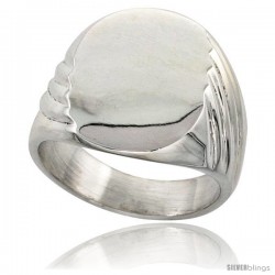 Sterling Silver Large Oval Signet Ring Solid Back Handmade -Style Xr179