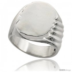 Sterling Silver Large Oval Signet Ring Solid Back Handmade -Style Xr178