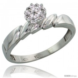 10k White Gold Diamond Engagement Ring 0.05 cttw Brilliant Cut, 5/32 in wide -Style Ljw011er