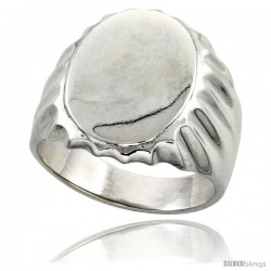 Sterling Silver Large Oval Signet Ring Solid Back Handmade -Style Xr177