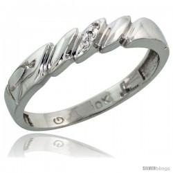 10k White Gold Ladies Diamond Wedding Band Ring 0.02 cttw Brilliant Cut, 5/32 in wide -Style Ljw011lb