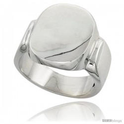 Sterling Silver Large Oval Signet Ring Solid Back Handmade -Style Xr180