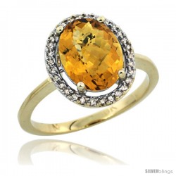 10k Yellow Gold Diamond Halo whisky Quartz Ring 2.4 carat Oval shape 10X8 mm, 1/2 in (12.5mm) wide